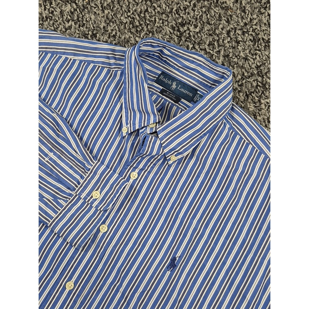Ralph Lauren Blake Button Down Shirt Mens XL Blue Striped Long Sleeve